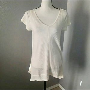 NWT No Comment off white embroidered lace shirt